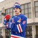 Kitchener Rangers defenceman Arber Xhekaj stands outside the Kitchener Memorial Auditorium.