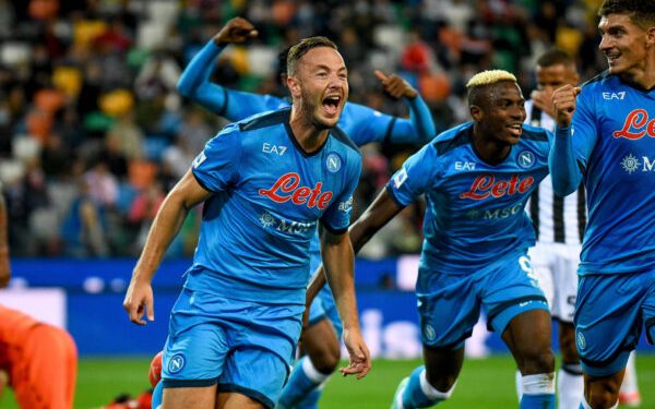September 20, 2021, Udine, Italy: Udine, Italy, Friuli - Dacia Arena stadium, September 20, 2021, Amir Rrahmani Napoli celebrates after scoring a goal during Udinese Calcio vs SSC Napoli - Italian football Serie A match Italian football Serie A match - Udinese Calcio vs SSC Napoli, Udine, Italy PUBLICATIONxINxGERxSUIxAUTxONLY - ZUMAl164 20210920_zsa_l164_021 Copyright: xEttorexGriffonix